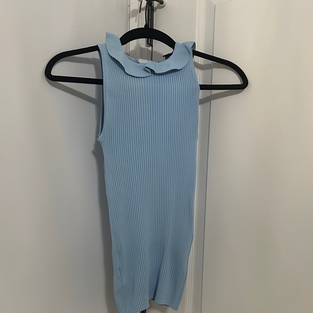 Ann Taylor Sky Blue Ribbed Tank Top Size XS